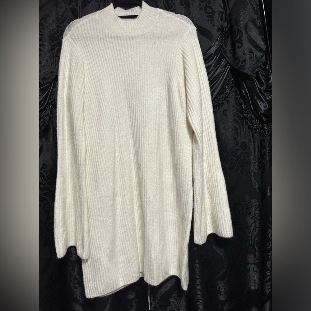 JustFab Flared Sleeve Sweater Dress - Cream